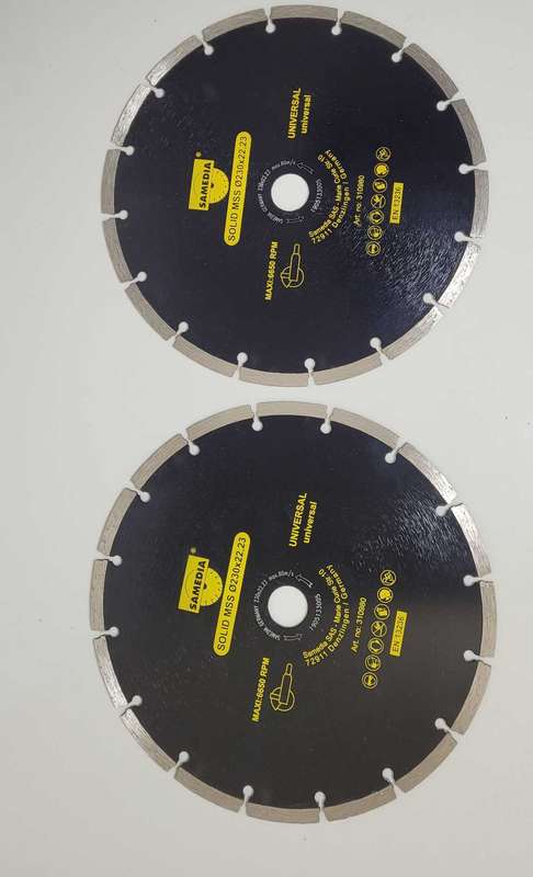 Samedia Segmented Industrial Multipurpose SOLID MSS Diamond Blade 230x22x23mm (Bid Per Piece)