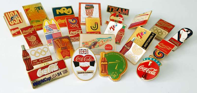 23 COCA-COLA VINTAGE PINS - AS FROM 1988