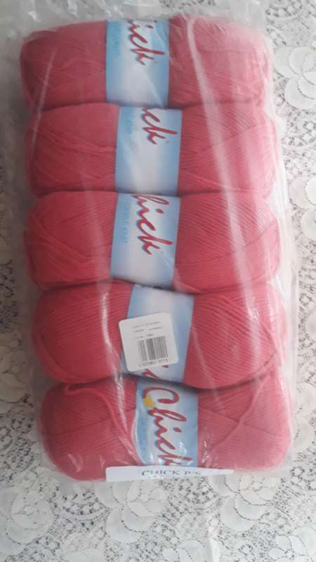 KNITTING WOOL: CHICK DK KNITTING YARN/WOOL WATERMELON 5 X 100G BALLS