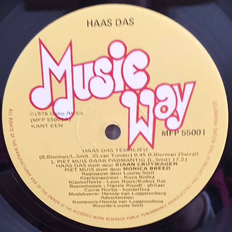 HAAS DAS LP VINYL RECORD AFRIKAANS