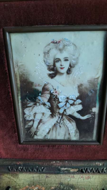 Miniature Portrait Painting of a Woman Signed Willis