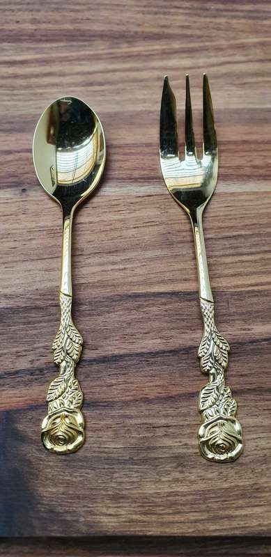 Eetrite Gold plated set 6 Cake forks + 6 Teaspoons