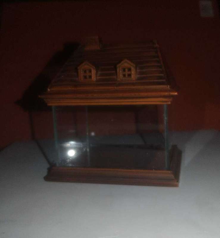 Vintage miniature glass house with mirror base