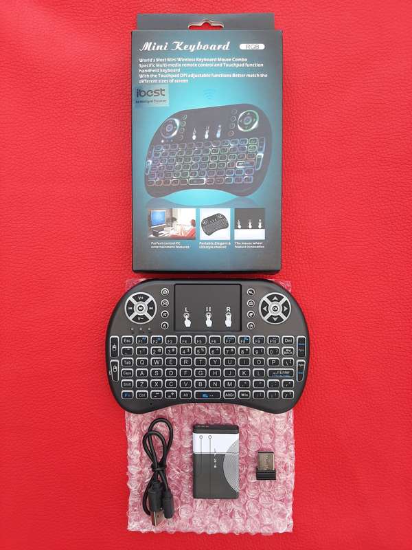 RGB Backlit Mini Wireless Keyboard with Built in Mouse Pad