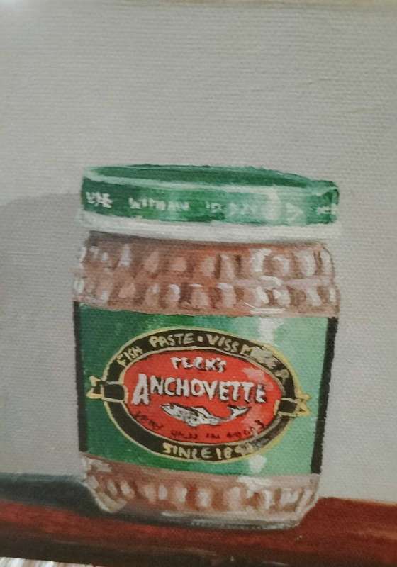 Set of 3 Small Paintings of Fish Paste, Lucky Star Pilchards & Bovril