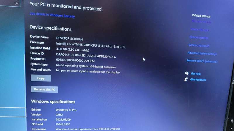 Dell Optiplex 390 i5 , 4GB Ram, 250GB, DVD Writer