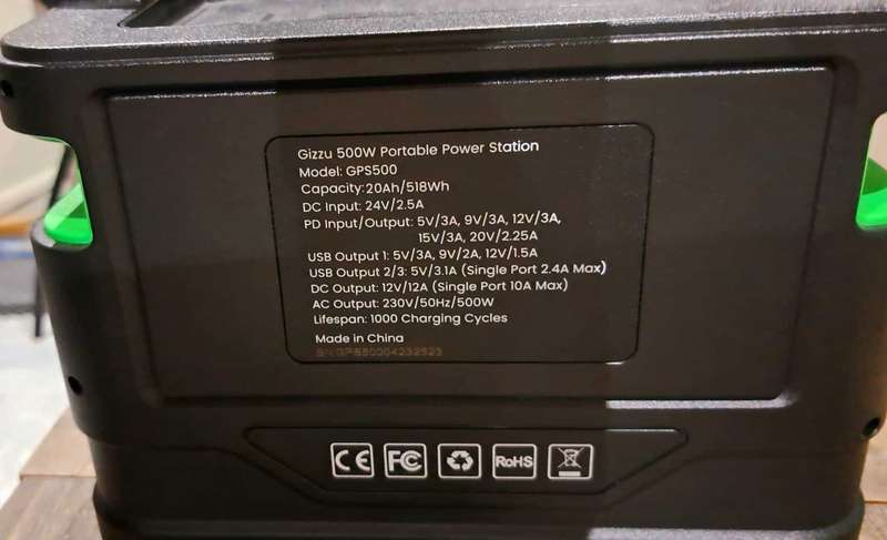 Gizzu 518wh portable power station