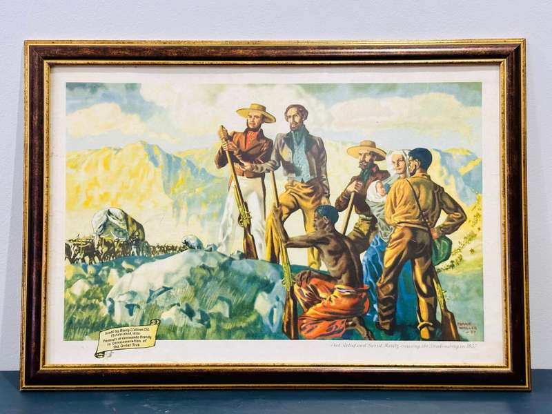 Framed Print of Piet Retief and Gerrit Maritz Crossing The Drakensberg in 1837