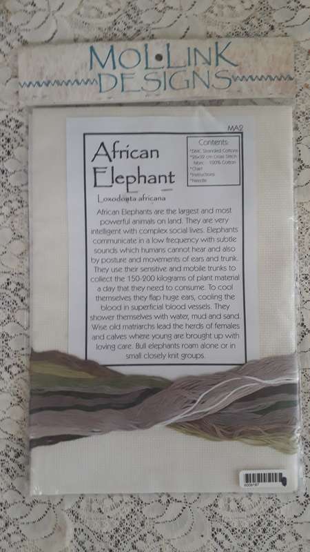 SOUTH AFRICAN ANIMALS THE BIG FIVE  - AFRICAN ELEPHANT CROSS STITCH KIT COMPLETE