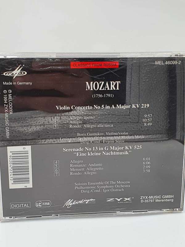 Wolfgang Amadeus Mozart (1756-1791)  Violin Concerto No. 5 CD  Boris Gustnikov