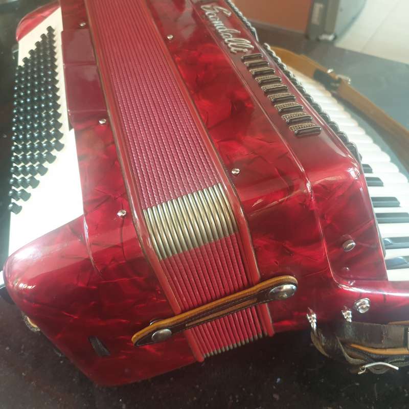 Accordian, Scandalli  96 bass in case with old music sheets