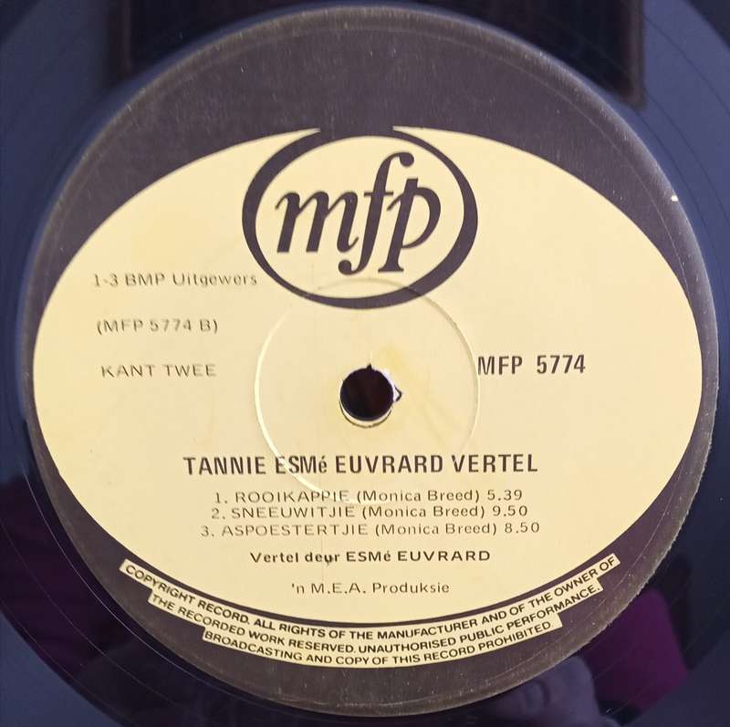 TANNIE ESME EUVRARD VERTEL DIE VERHAAL VAN ROOIKAPPIE LP VINYL RECORD AFRIKAANS