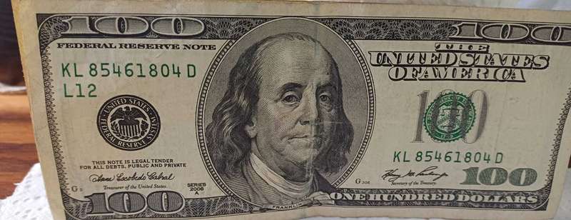 2x&100 Dollar notes up for grabs bid per note please