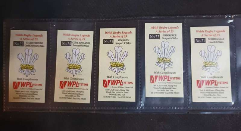 CIGARETTE/TRADE/CARDS. WPL Systems. WELSH RUGBY LEGENDS.(1995).(Full Set of 25).