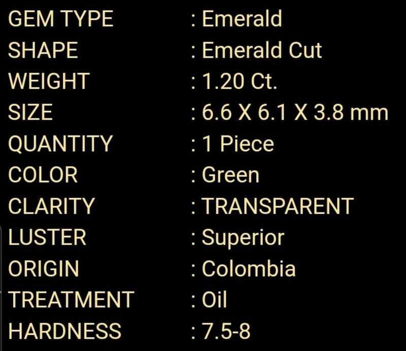 Natural 1.20 Ct Columbian Emerald