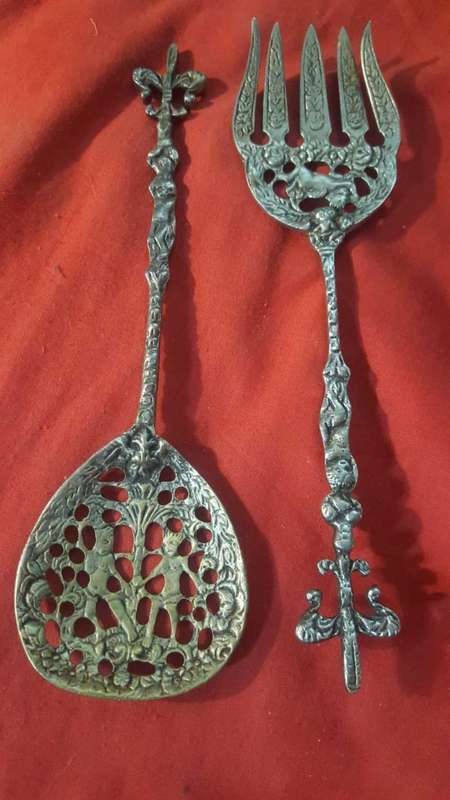 Large spoon fork set 13cm vintage
