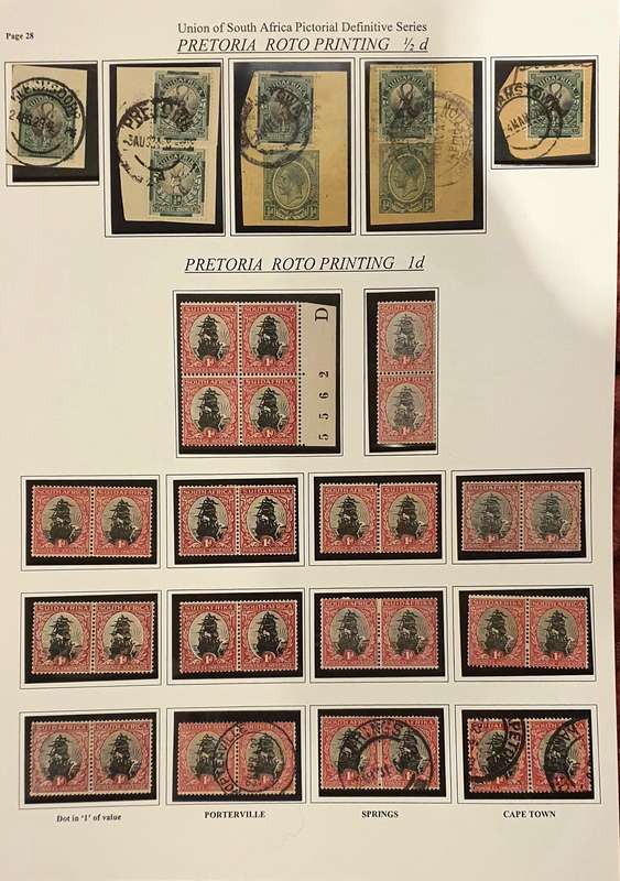 Union of South Africa 1/2d and 1d pictorial definitive series Pretoria Roto Printing