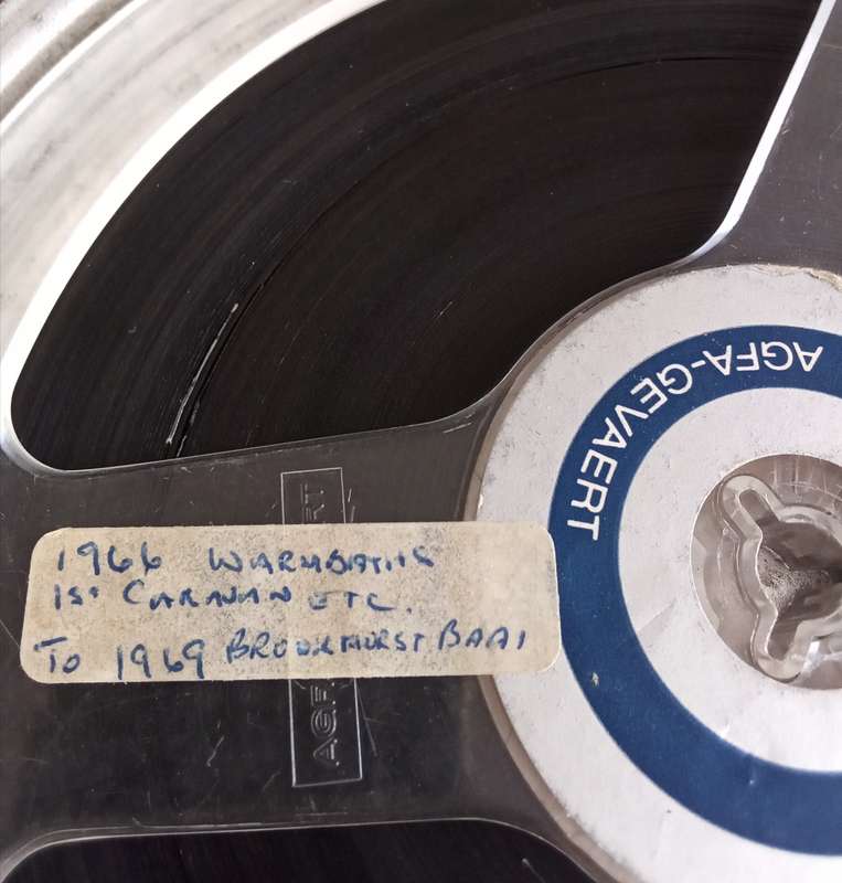 9.5mm Projector Film Reel in Vintage Tin. 1966,1969 Footage.