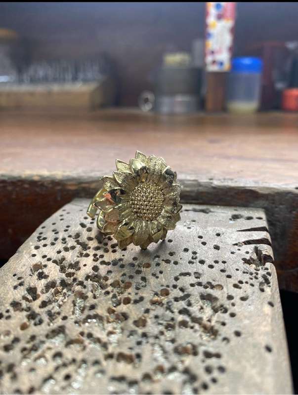 18ct Gold Plated Sunflower Ring