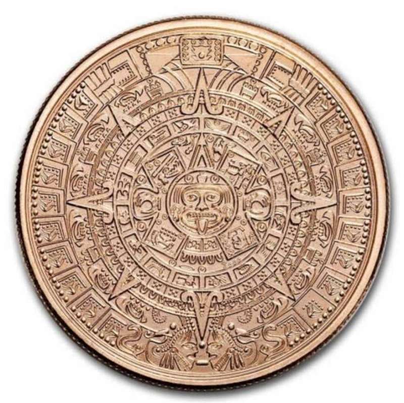 1 oz Aztec Calender and Pyramid Copper round
