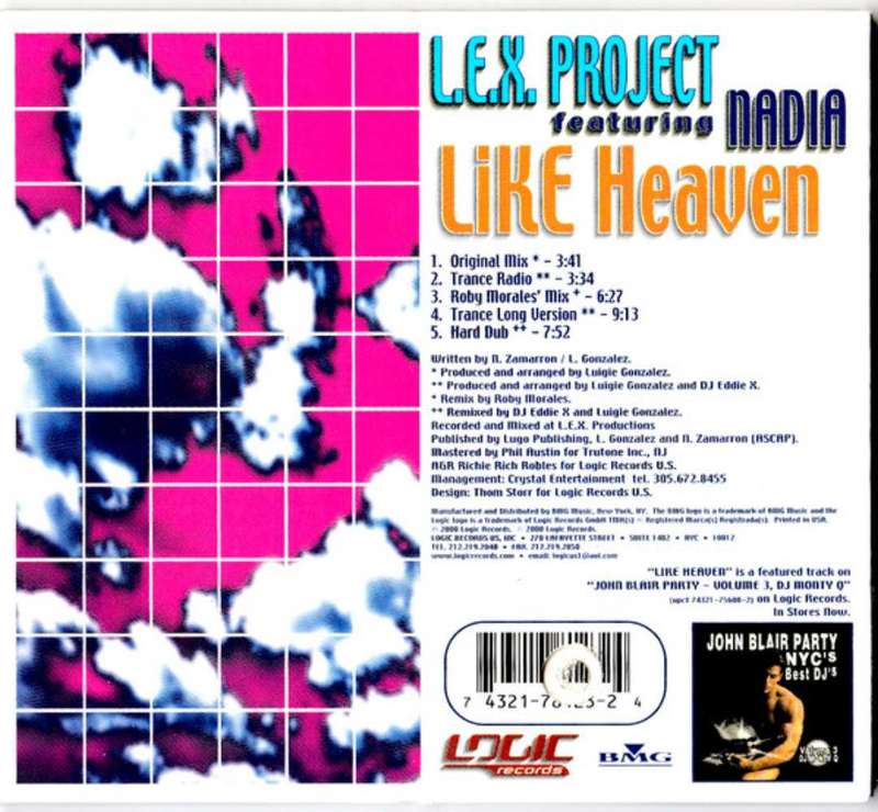 L.E.X. Project Featuring Nadia  Like Heaven (2000, CD)