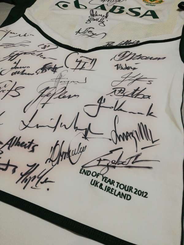 Springbok Players Issue Jersey signed by Team 2012 Size XL