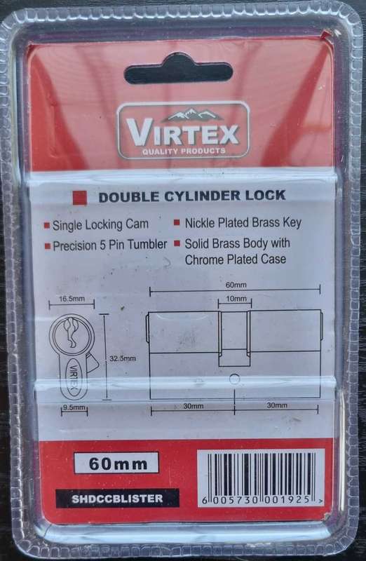 60mm Chrome Double Cylinder Lock