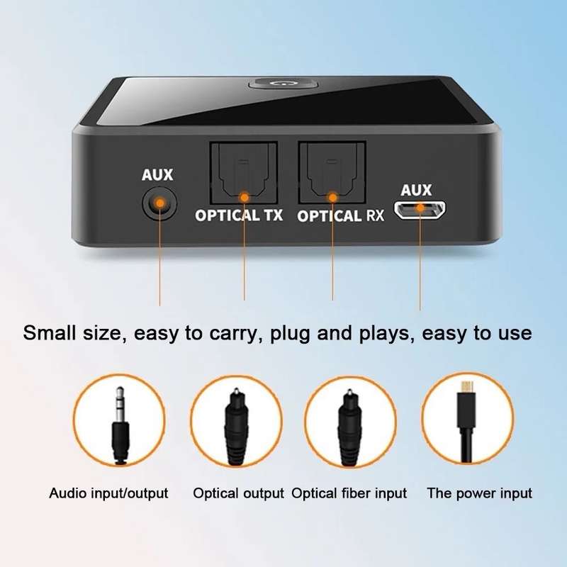 Bluetooth 5.0 receiver and transmitter with optical input