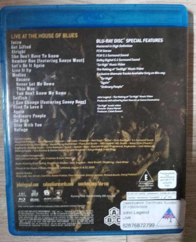 John Legend Live at the house of blues on Blu-ray
