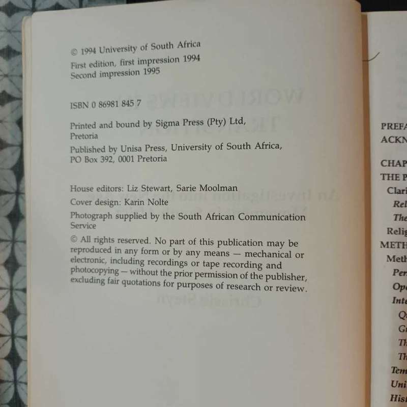 Worldviews in Transition. An investigation into the New Age Movement in South Africa. Chrissie Steyn