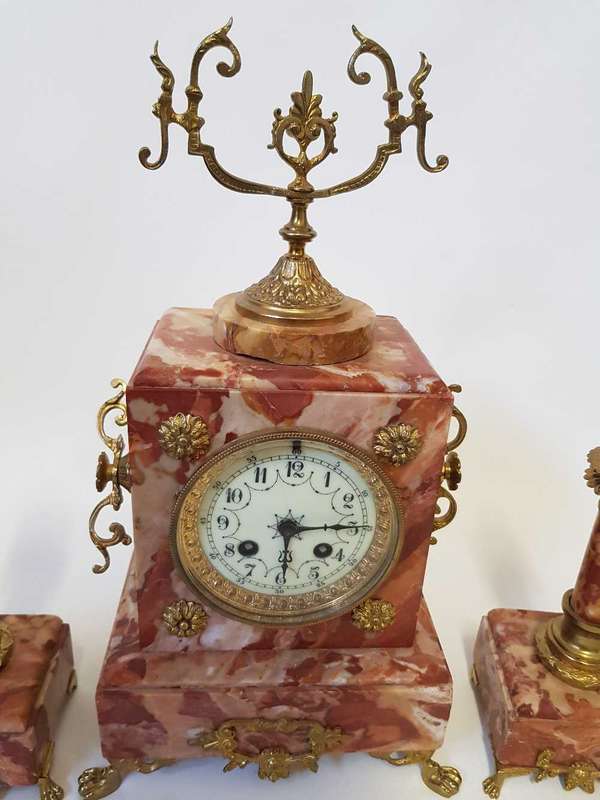 Mantle clock & candelabra set
