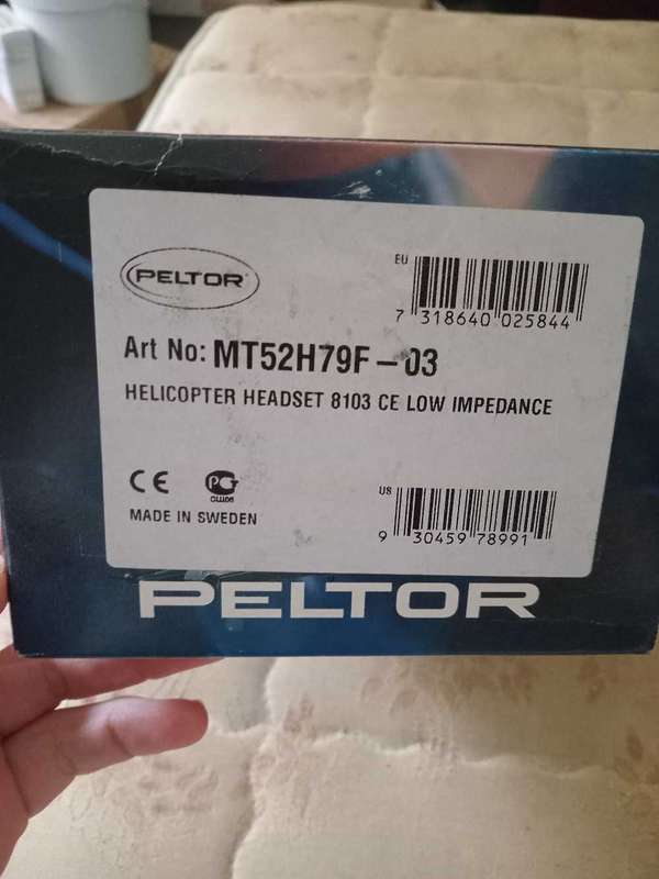 Helicopter headset, make: Peltor Aviation, Model No. 8103
