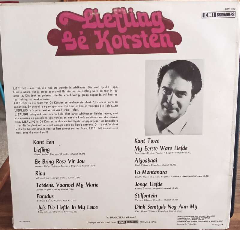 GE KORSTEN - LIEFLING LP VINYL RECORD
