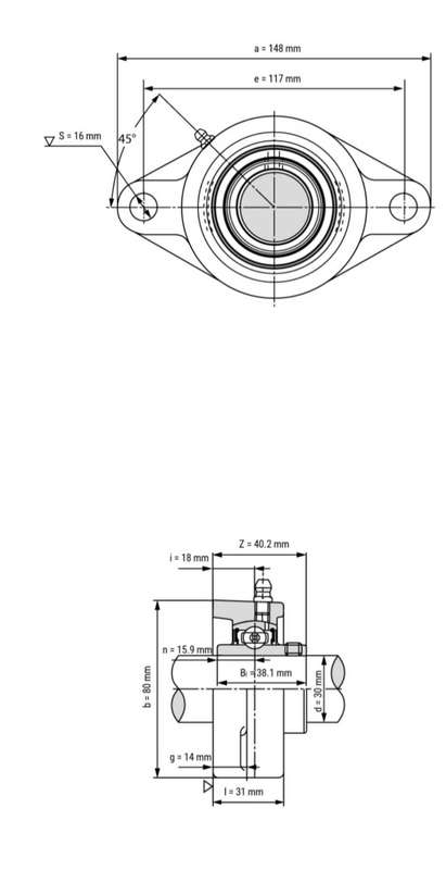 SS UCFL206 (30mm SHAFT) FLANGE BEARING STAINLESS STEEL