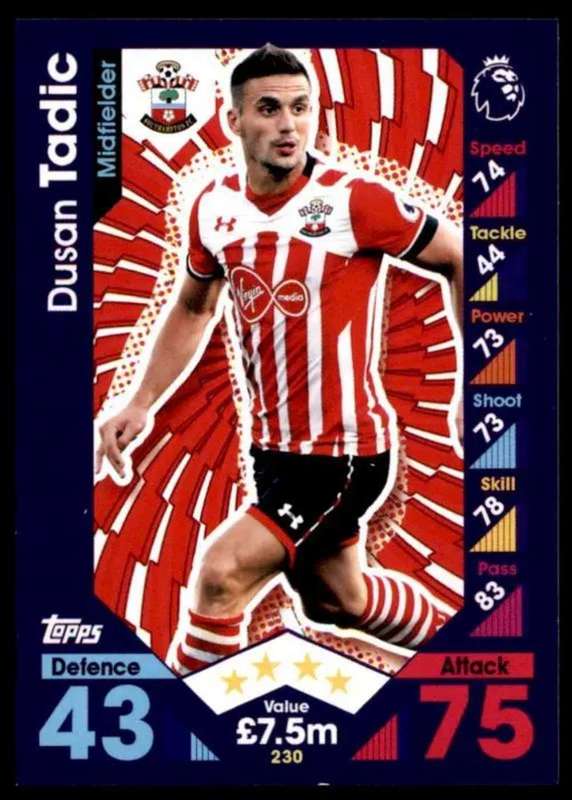 Dusan Tadic base card 230 match attax premier league 2016/17