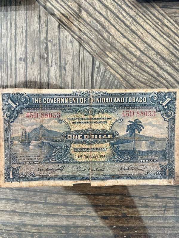 Trinidad & Tobago $1 Banknote 1943