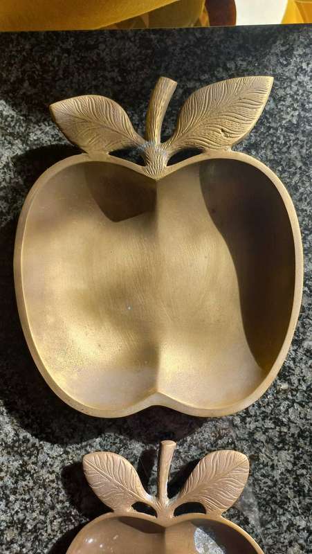 Vintage brass apple snack plates dishes tray set
