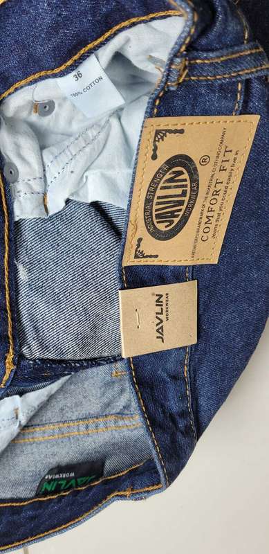 Quality Javlin Comfort Fit Denim Work Jeans. Size 36. (Bid Per Piece)