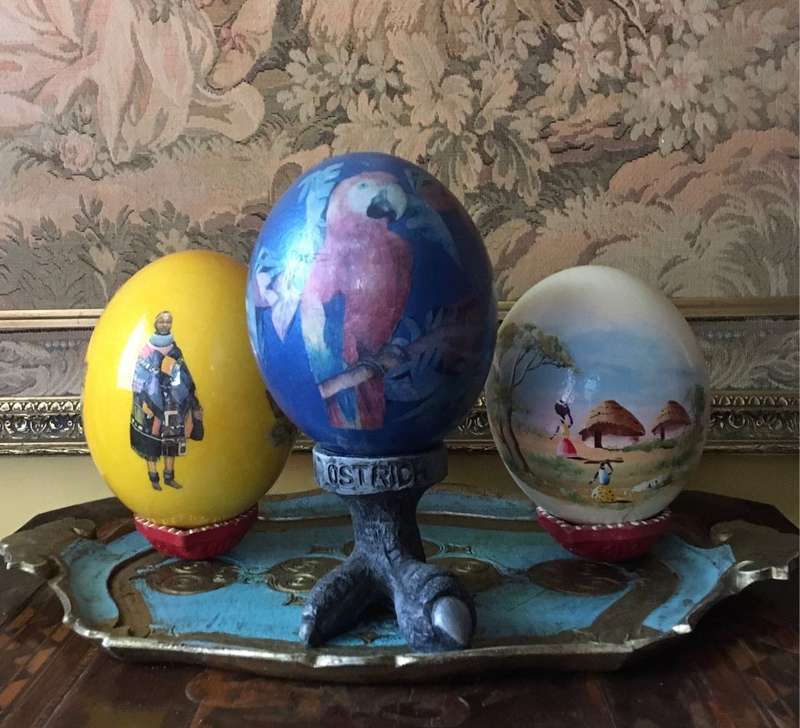 Painted ostrich eggs