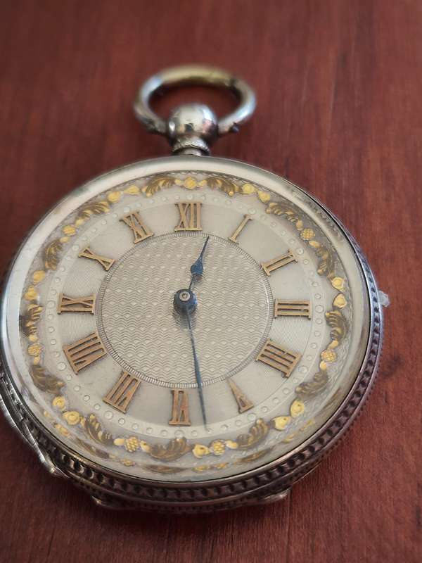 !Rare! Swiss Antique Fine Silver Pocket watch with Gold dials