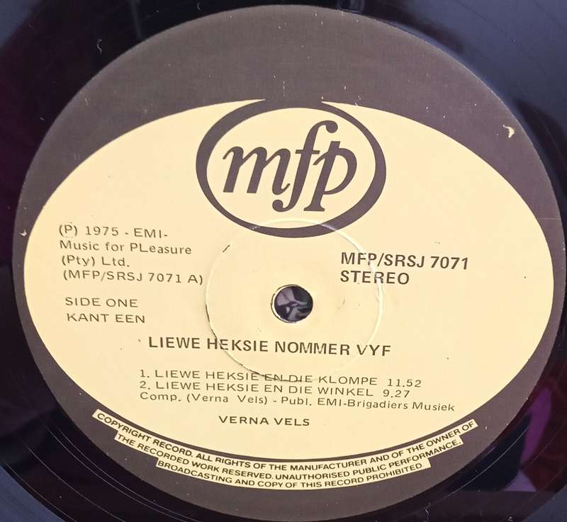 LIEWE HEKSIE 5 - VERNA VELS LP VINYL RECORD AFRIKAANS