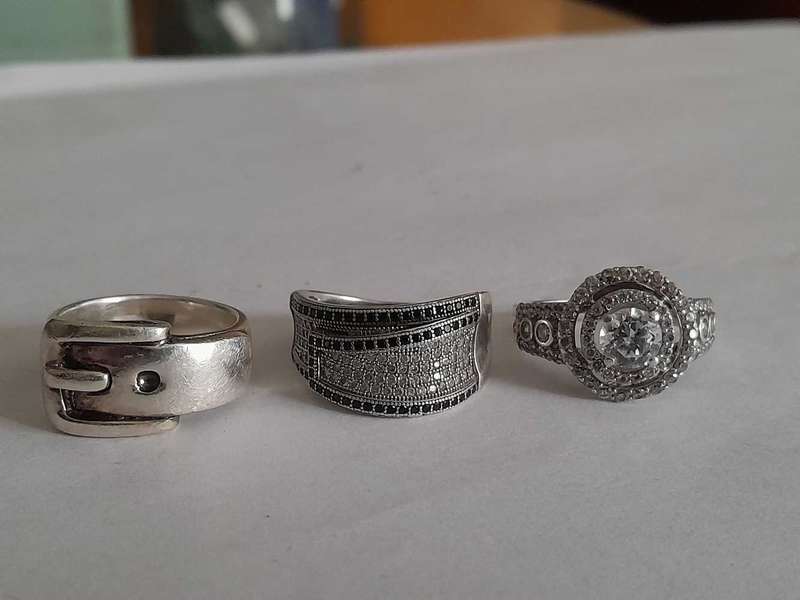 Three 925 Silver Rings. 18 mm Diameter.
