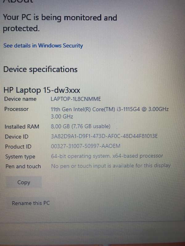 Hp I3 11th gen , 8gb ram and 1 tb hdd