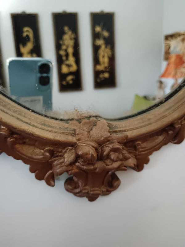Vintage Baroque Style Oval Gold Mirror