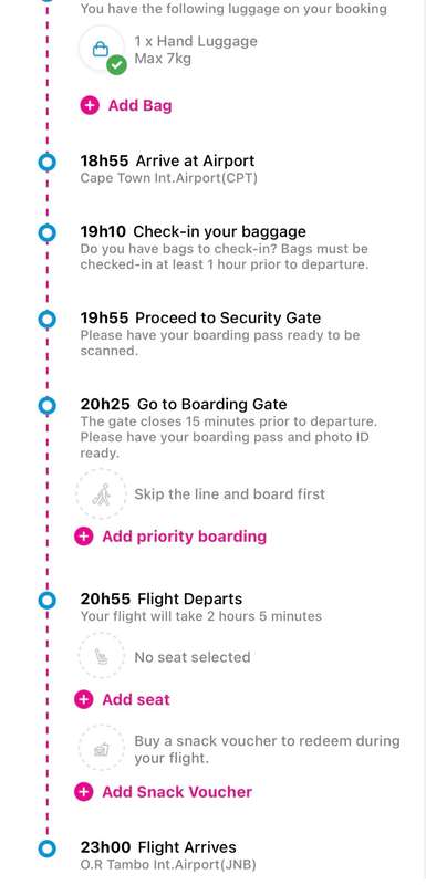 Return Flight Tickets from Johannesburg to Cape town 25 July 2024 - 28 July 2024