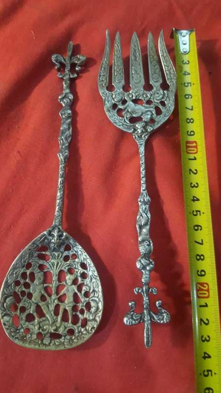 Large spoon fork set 13cm vintage