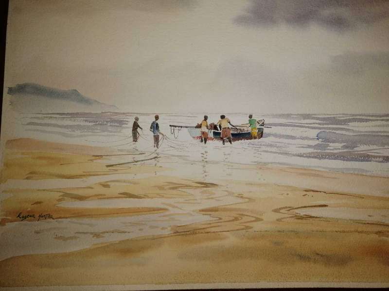 Nicely done watercolor on paper by Eugene Hunter