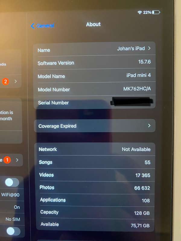 iPad Mini 4 (128GB Wi-Fi + Cellular)