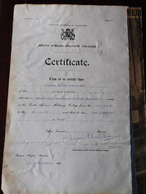 Original military officer certificate