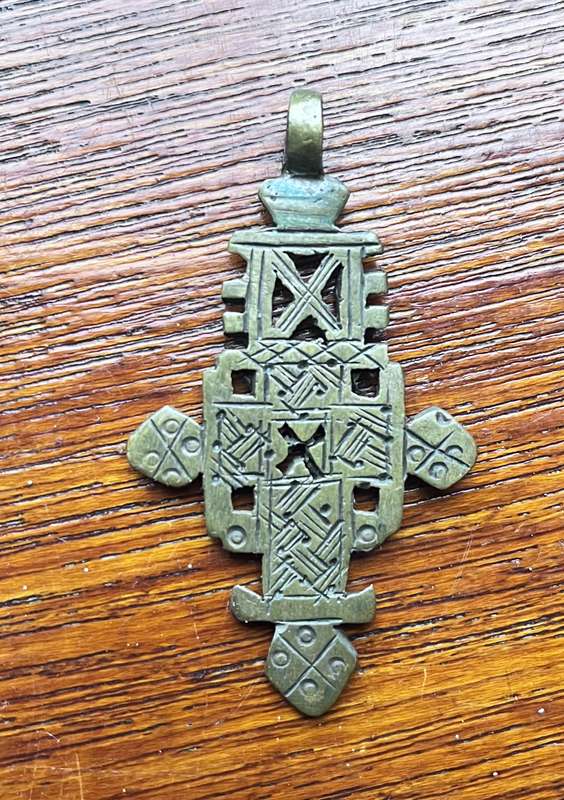 Ethiopian brass coptic cross pendant